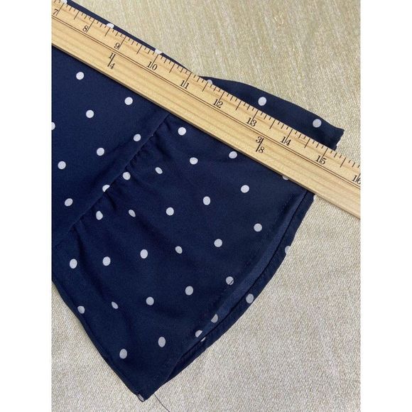 S. OLIVER BLACK LABEL Women's  Blue Polka Dot  Riffle Blouse Top Shirt Size 10 - Picture 6 of 8